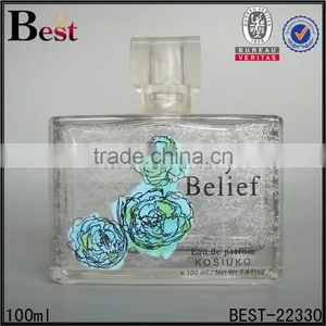 2017 Cosmetic Perfume Bottle 100ml Glass Square Perfume Bottle 100ml Glass Clear Perfume Bottle 100ml Glass With Decals thumbnail-1