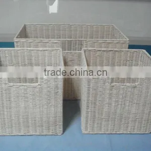 3pcs/set Square Rattan Storage Basket With Wire Frame thumbnail-1