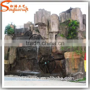 Garden and Home Stone Wall Water Fountains Waterfalls Artificial Fiberglass Garden Rock Water Fountain thumbnail-4