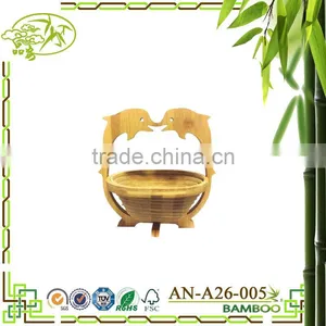 Aonong Collapsible Fruit Basket Dolphins Shaped Convertible Bamboo/wood Kitchen Food Storage Bowl thumbnail-1