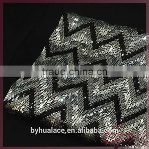 New Arrival V-shape Design Wholesale Cheap Sequin Lace Fabric for Party Dress thumbnail-6