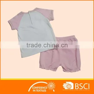 New Summer Soft Cotton Pink Baby Girl Kids Clothing Set thumbnail-2
