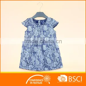 2017 Nice Elegant Blue Floral Girl Baby Jacquard Dress thumbnail-1