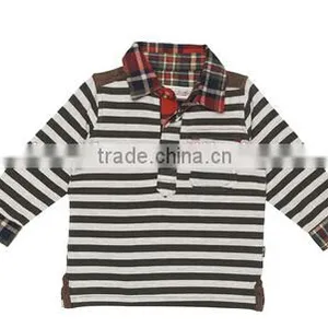 Boys Autumn Striped Long Sleeve Polo Shirt 100% Cotton T Shirt thumbnail-3