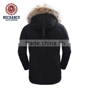 Mens Black Outdoor Down Coat Winter Coat With Fur From Down Jacket Factory thumbnail-3