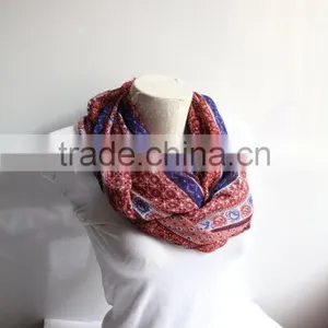 Boho Scarf, Tribal Infinity Scarf, Ethnic Scarf,Blue and Red Infinity Scarf, Women Accessories, Gift for Her thumbnail-6