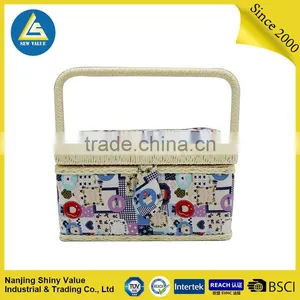 Single Handle Sewing Baskert With Sewing Kit Accessories , Various Colors And Patterns thumbnail-1