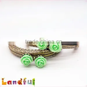 8.5cm Flower Antique Brass Engraving Sewing Handbag Rose Metal Purse Frame thumbnail-5