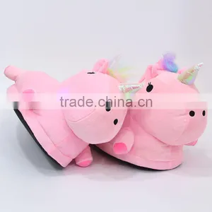 Cute Designs Unicorn Anime Luminous Pink Plush Slipper 28CM thumbnail-3