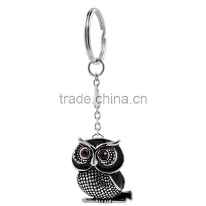 Unique Stainless Steel Animal Night Owl Charm Pendant Key Chain Key Holder Key Ring thumbnail-1