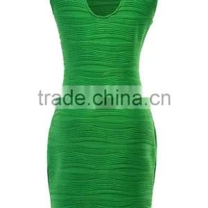 Fashionable Corrugated Sexy Dress With no Sleeves and Trim Skirt PS05 thumbnail-4