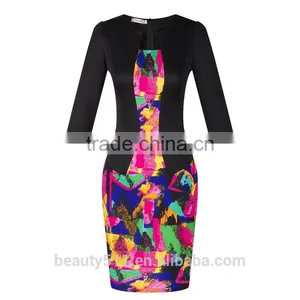 2017 New Style Bodycon Flower Dresses Floral Casual Plus Size SD31 thumbnail-4