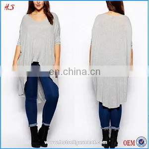 Chinese Clothing Manufacturers Ladies Jeans Jersey Top Design With Dip Back Plus Size Women Clothing thumbnail-1
