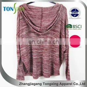 Woman's Wine Red Wear Rope Cap Pullovers thumbnail-2