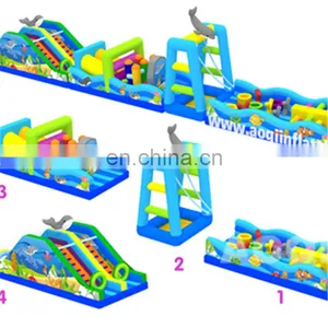 Soccer Sport Long Track Advertising Inflaable Obstacle Course With Slide thumbnail-1