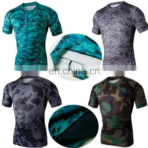 Custom Blank Fitness Wear Short Sleeve Training Clothing Gym Wear Compression Tights Rash Guard Swim thumbnail-4