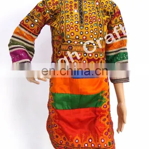 Balochi Afghan Tunic-Afghani Embroidered Tunic -Afghani Mirror Work Tunic -Vintage Tunic Tops- Tribes Textile Costumes Kurta thumbnail-2