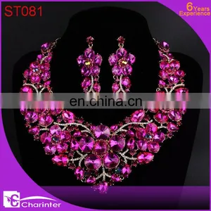African Fashion Costume Jewelry Crystal Jewelry Sets ST079 thumbnail-3