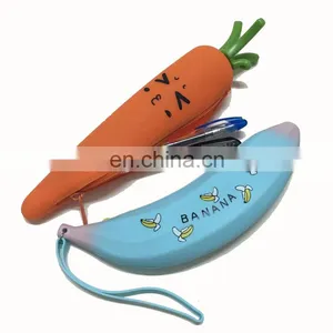 Novelty Cosmetic Pen Stationery Fruit Banana Pencil Bag Silicone Zipper Pouch Fashion Lady Coin Purse thumbnail-7
