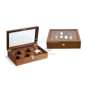 Personalized Custom High Quality Mens Watch Display Boc 12 Slot Luxury Wooden Design Watch Storage Box With Glass Lid thumbnail-1