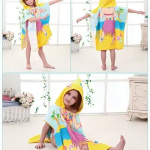 New Children Cute Cartoon Hooded Cloak Beach Towel Animal Printed Microfiber Baby Boys Girls Kids Swimming Bath Towel 120x60cm thumbnail-2