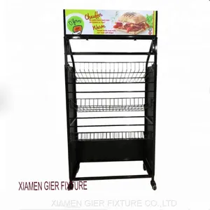Metal Mesh Basket Shelf Bakery Removable Tiered Bread Wire Display Rack thumbnail-2