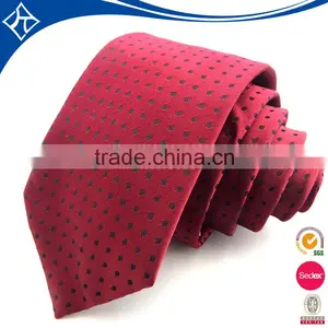 Red Black Slim 100% Polyester Necktie With Custom Logo Design thumbnail-4