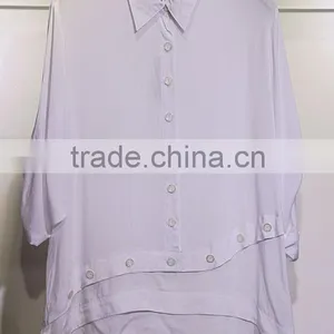 Fancy Button Asymmetric Hem Women's Blouse thumbnail-1