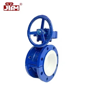 PTEE Fluorine Lined Butterfly Valve Worm Wheel Manual WCB Cast Steel Butterfly Valve thumbnail-5
