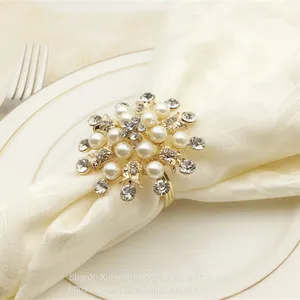 Luxury Gold Silver Metal Napkin Ring Holder Wedding Bridal Shower Gift Baptism Table Decor thumbnail-3