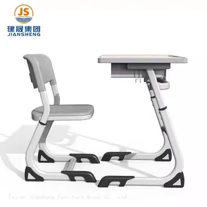 JS School Furniture Height Adjustable Classroom Desk and Chair for Primary School thumbnail-4