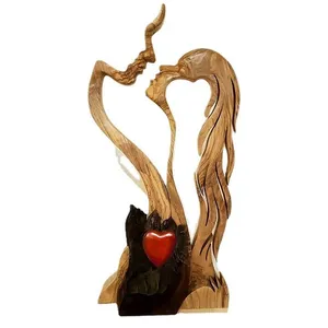 Eternal Love Couple Wooden Statue Ornaments thumbnail-1
