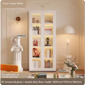 78 Inch Pink Glass Display Cabinet — Compact Cabinet for Apartment Living & Studio Rentals thumbnail-4