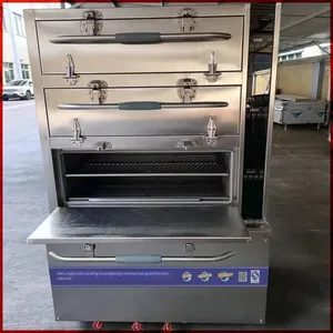 Gas Steam Rice Cabinet, Seafood Steam Cabinet for Steaming Fish, Steam Bun and Rice Steamer, 10-tray Steam Box for Canteen Kitchens thumbnail-1