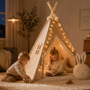 Indoor Teepee Tent for Kids With Stars Led Lights - Pop-Up Playhouse for Boys and Girls thumbnail-1
