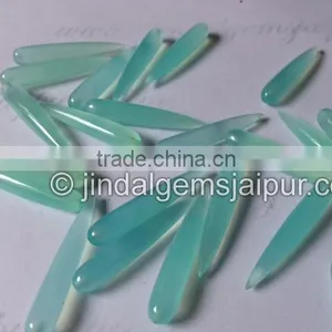 Wholesale Loose Gemstone Aqua Chalcedony Smooth Long Drops Back Drill thumbnail-1
