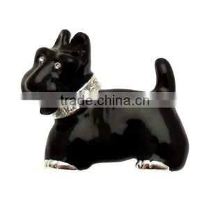 Wholesale 3.3*3cm Crystal Black Enamel Dog Brooch thumbnail-1