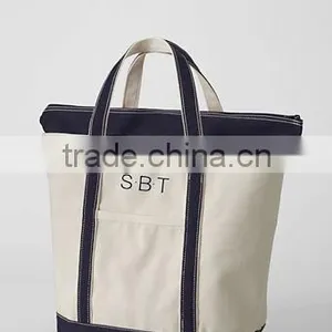 2016 Large Natural Zip Top Canvas Tote Bag thumbnail-1