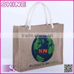 Customized Logo Printed Cheap ECO-original Linen Fibric Shopping Bag for Promotional Bags thumbnail-1