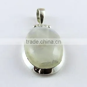 Delicate Rainbow Moon Stone Pendant, Wholesale Silver Jewelry, Handmade Silver Jewelry thumbnail-2