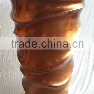 Luxury Decorative Fiberglass Lacquer Vase, Waving Design in Silver Copper thumbnail-1