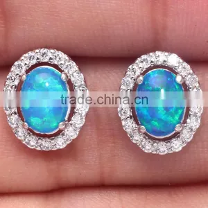Opal Jewelry Factory !!! Wholesale Lab Created White Opal 925 Sterling Silver Teardrop Opal Earring thumbnail-5