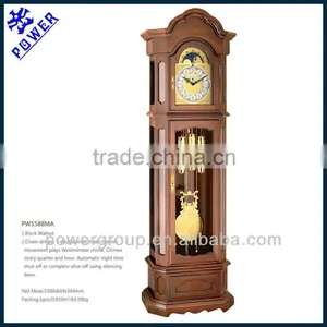 Black Walnut Grandfather Clock Golden & Silver Face Westminster Chime PW1588MA thumbnail-1