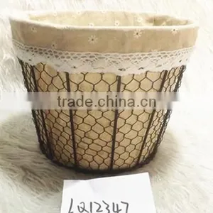 Cheap Handmade Wire Storage Basket With Cloth Linner thumbnail-1