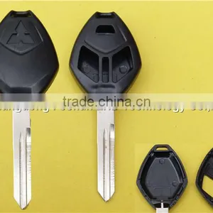 Replacement 2+1 Buttons With Logo Uncut Left Groove Blade Keyless Remote Housing Fob Key Case Shell Mistubishi Car Key thumbnail-1