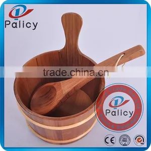 Bottomless Two Tone Sauna Bucket With Plastic Liner, Wooden Sauna Bucket thumbnail-4