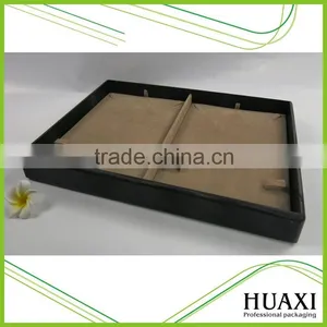Wooden Brown Velvet Necklace Earrings Display Tray Wholesale thumbnail-1