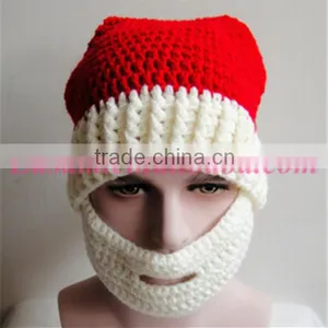 Merry Christmas Wool Hat,handmade Woven Hat With Beard,wool Felt Christmas Hat thumbnail-2