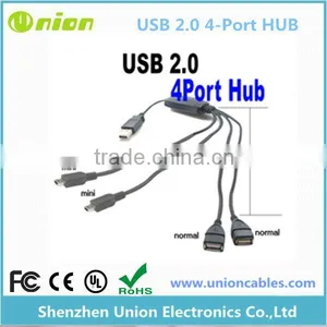 Black 4 Port Slim & Compact USB Multi Hub Expansion Splitter Lead for Laptop PC thumbnail-1