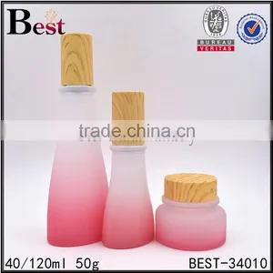 50g Empty Pink Color Glass Cream Jar With Bamboo Screw Cap thumbnail-4